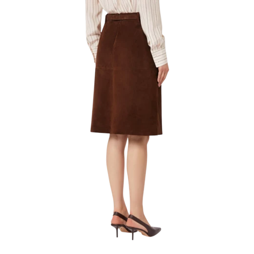 MAX MARA STUDIO ŽENSKA KOŽNA SUKNJA SMEĐA 47231