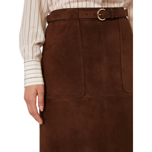 MAX MARA STUDIO ŽENSKA KOŽNA SUKNJA SMEĐA 47231