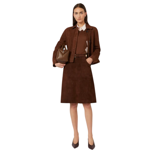 MAX MARA STUDIO ŽENSKA KOŽNA SUKNJA SMEĐA 47231